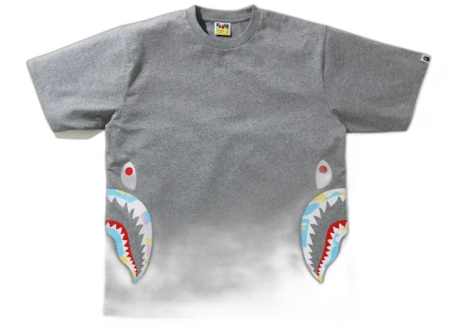 BAPE New Multi Camo Side Shark Relaxed Tee Grey