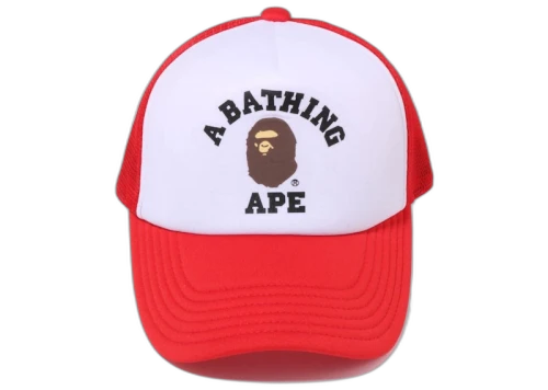 BAPE College Mesh Cap Red