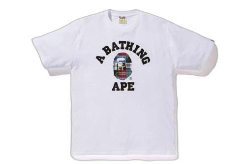 BAPE Patchwork College Patchwork Tee White