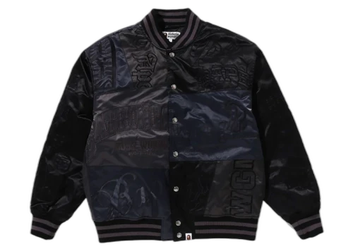 BAPE Patchwork Varsity Jacket Black