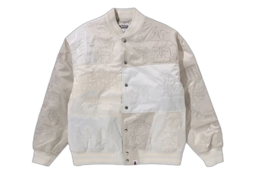 BAPE Patchwork Varsity Jacket Ivory