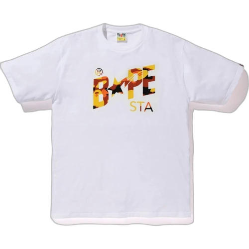 BAPE Pigment 1st Camo Bapesta Tee White/Orange