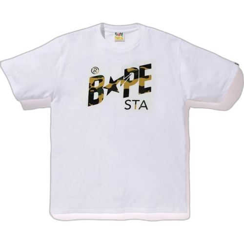 BAPE Pigment 1st Camo Bapesta Tee White/Yellow
