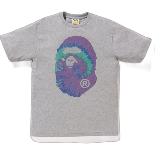 BAPE Pigment Tie Dye Big Ape Head Tee Grey/Purple