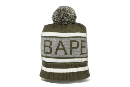 BAPE Pom Pom Knit Cap Olive