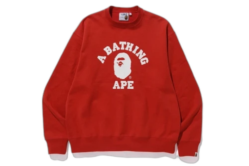 BAPE Relaxed Classic College Crewneck Red