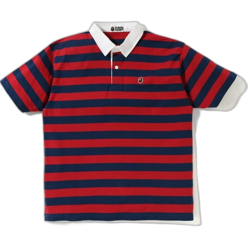 BAPE Relaxed Hoop Rugby S/S Shirt Red
