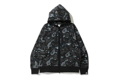 BAPE Relaxed Space Camo Full Zip Hoodie Black