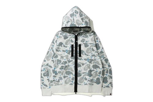 BAPE Relaxed Space Camo Full Zip Hoodie White