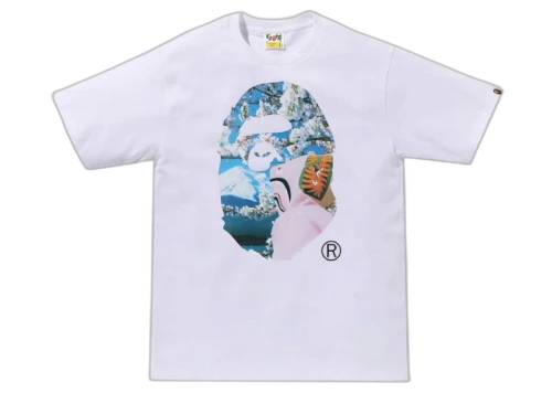 BAPE Sakura Ape Head Photo I Tee White