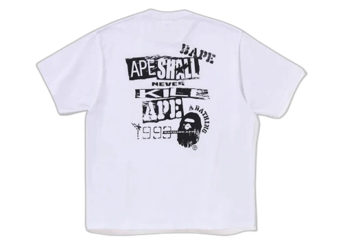 BAPE Screen Print Stencil Logo Relaxed Fit Tee White