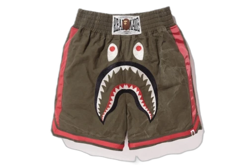 BAPE X Readymade Shark Boxing Shorts Olive/Red