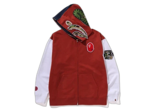 BAPE Shark Full Zip France Hoodie Burgundy