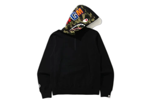 BAPE Shark Half Zip Pullover Hoodie Black