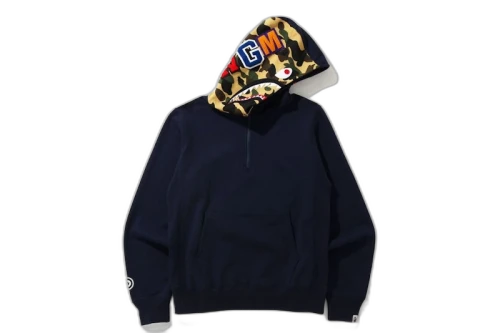 BAPE Shark Half Zip Pullover Hoodie Navy