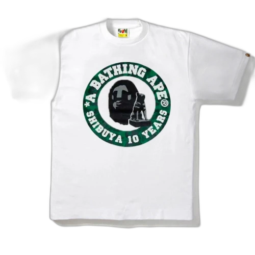 BAPE Shibuya Camo 10th Anniversary Busy Works Tee White/Green