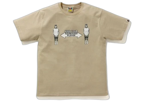 BAPE SOCIAL DISTANCE Shark Figure Tee Beige