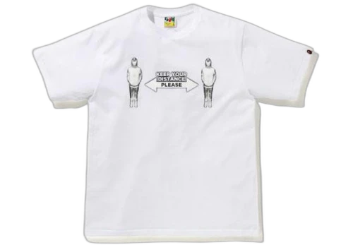 BAPE SOCIAL DISTANCE Shark Figure Tee White