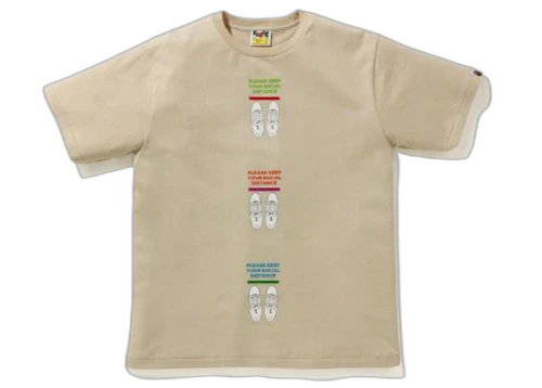 BAPE SOCIAL DISTANCE STA Tee Beige