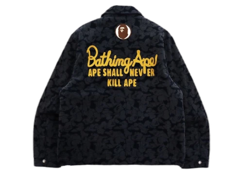 BAPE Solid Camo Corduroy Champion Work Jacket Navy