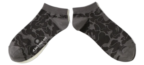 BAPE Solid Camo Jacquard Ankle Socks Gray