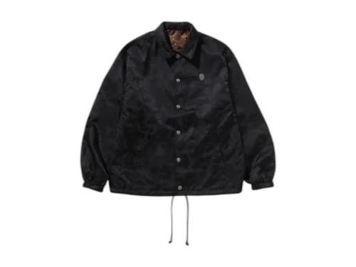 BAPE Solid Camo Jacquard Nylon Reversible Coach Jacket Black