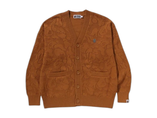 BAPE Solid Camo Jacquard One Point Cardigan Beige