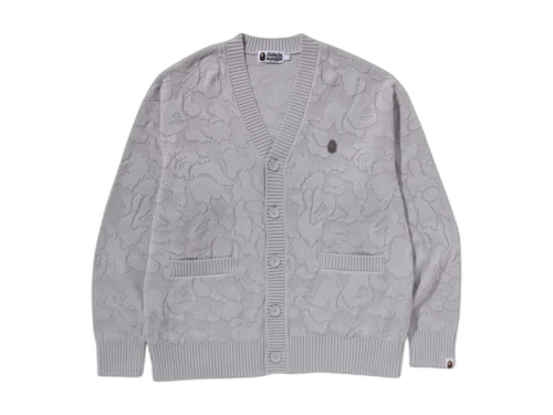 BAPE Solid Camo Jacquard One Point Cardigan Grey