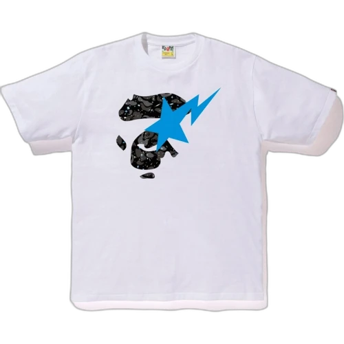 BAPE Space Camo Ape Face on Bapesta Tee White