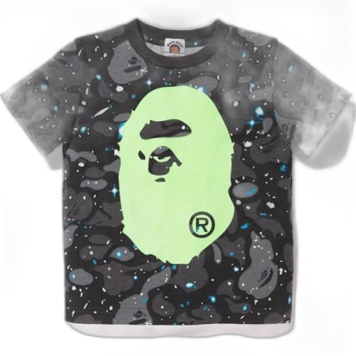 BAPE Space Camo Giow in the Dark Ape Head Tee Tee (Kids) Black