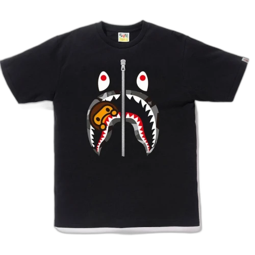 BAPE Splinter Camo Milo Shark Tee Black/Black