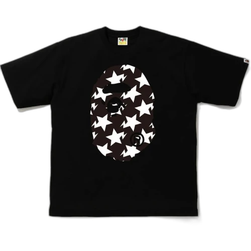 BAPE STA Pattern Big Ape Head Relaxed Tee Black/Black