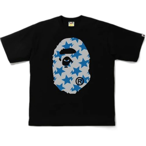 BAPE STA Pattern Big Ape Head Relaxed Tee Black/Gray