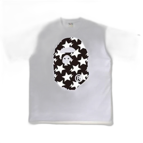 BAPE STA Pattern Big Ape Head Relaxed Tee White/Black