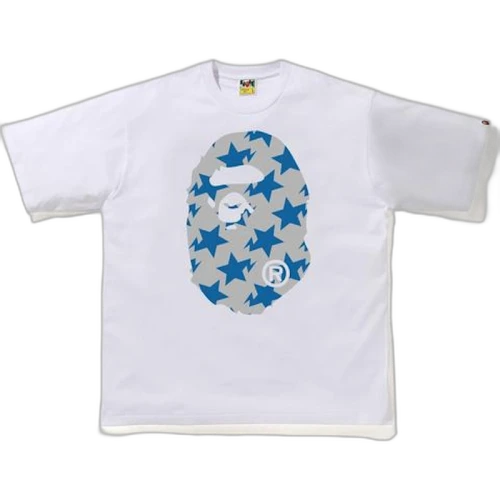 BAPE STA Pattern Big Ape Head Relaxed Tee White/Gray