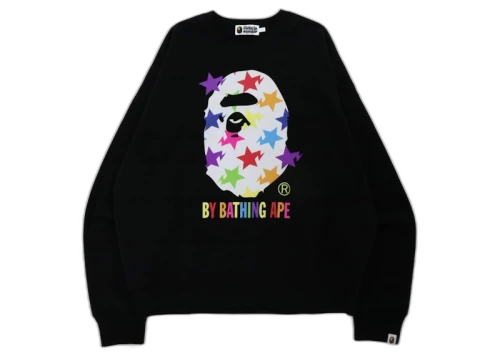 BAPE Sta Pattern By Bathing Ape Loose Fit Crewneck Black