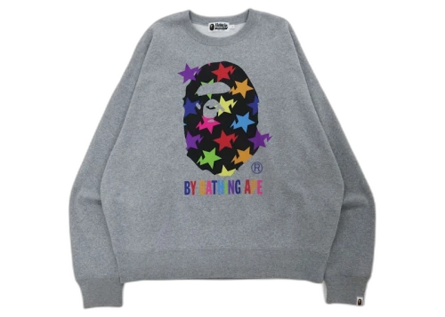 BAPE Sta Pattern By Bathing Ape Loose Fit Crewneck Grey