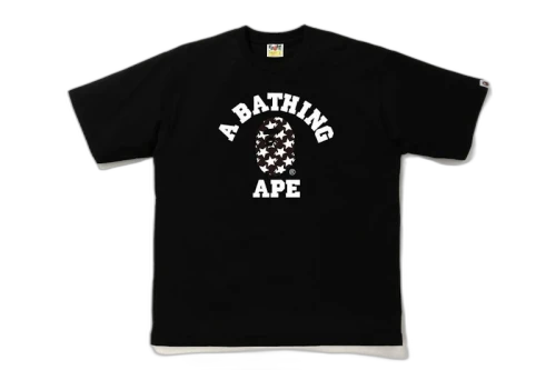 BAPE STA Pattern College Relaxed Fit Tee Black/Black