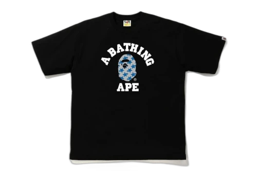 BAPE STA Pattern College Relaxed Fit Tee Black/Blue