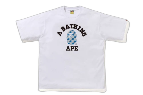 BAPE STA Pattern College Relaxed Fit Tee White/Blue