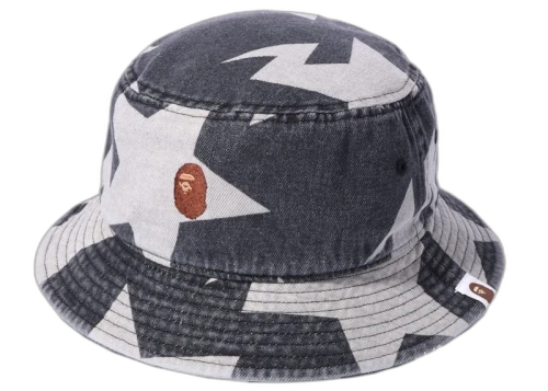 BAPE Sta Pattern Denim Bucket Hat Black