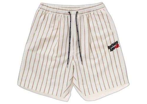 BAPE Stripe Work Shorts Ivory