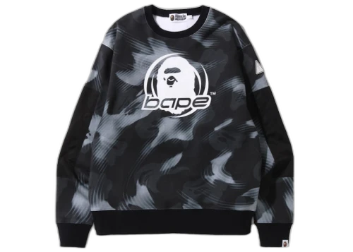 BAPE Stroke Camo Relaxed Fit Crewneck Black