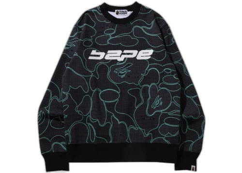 BAPE Text Code Camo Crewneck Black