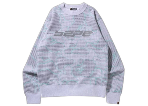 BAPE Text Code Camo Crewneck Gray