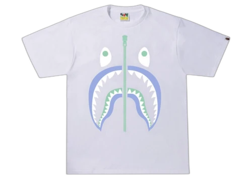 BAPE Text Code Camo Shark Tee White