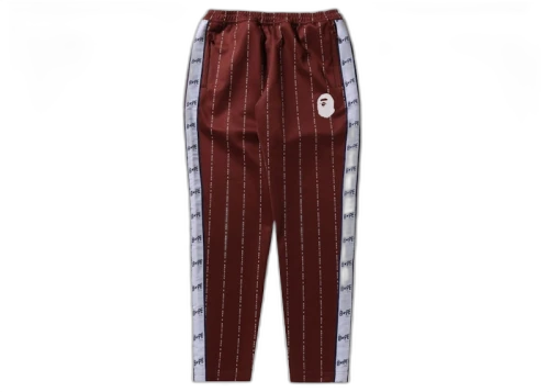 BAPE Text Stripe Jersey Pants Brown
