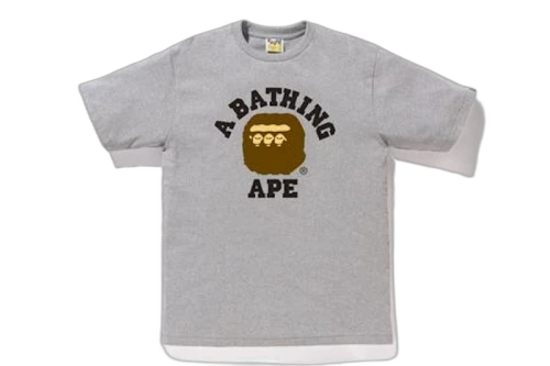 BAPE Triple College Tee Grey