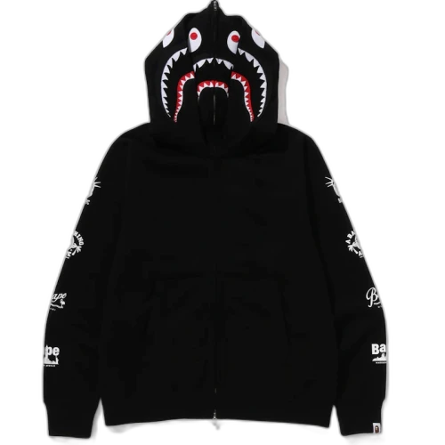 BAPE Us Double Shark Full Zip Hoodie Black