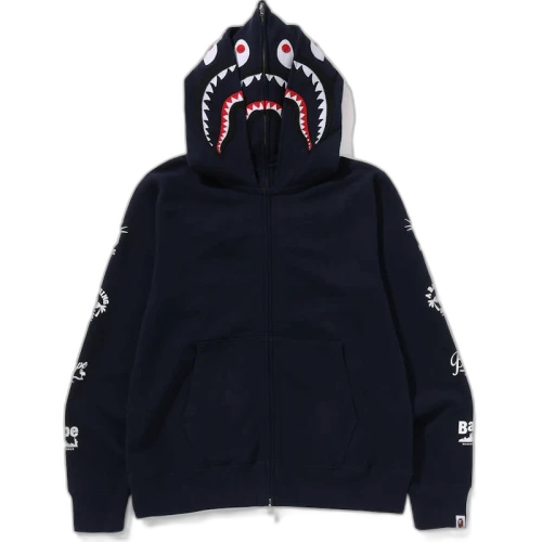 BAPE Us Double Shark Full Zip Hoodie Navy